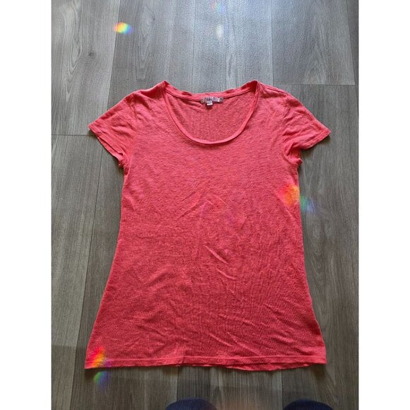 Calypso St. Barth Womens Linen T-Shirt - Small Size Coral Pink - Picture 4 of 8